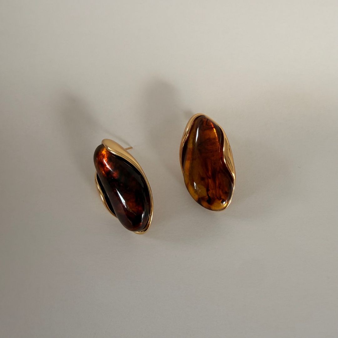 MARBLED STONE STUD EARRING