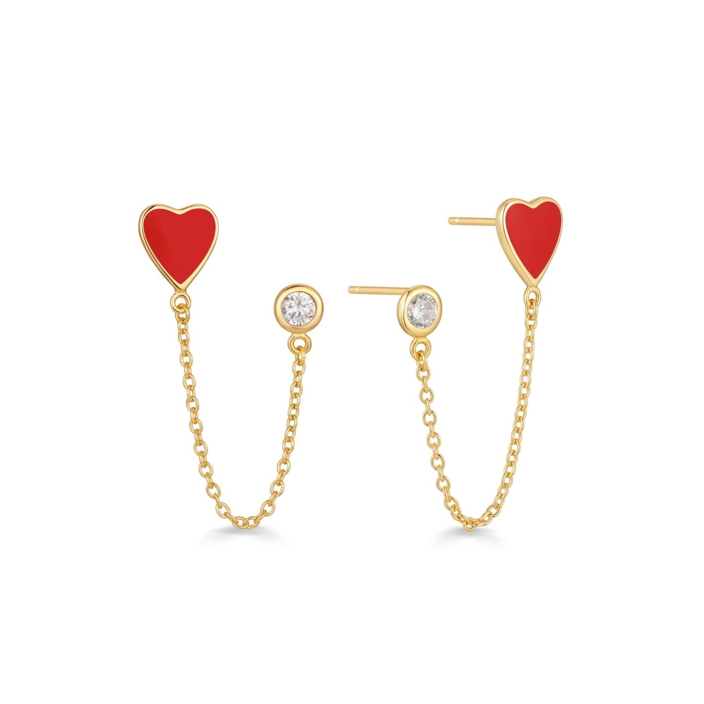 RED HEART DANGLE STUD