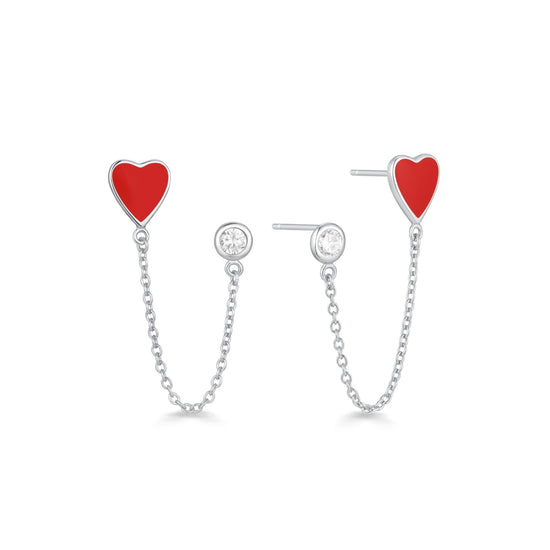 RED HEART DANGLE STUD