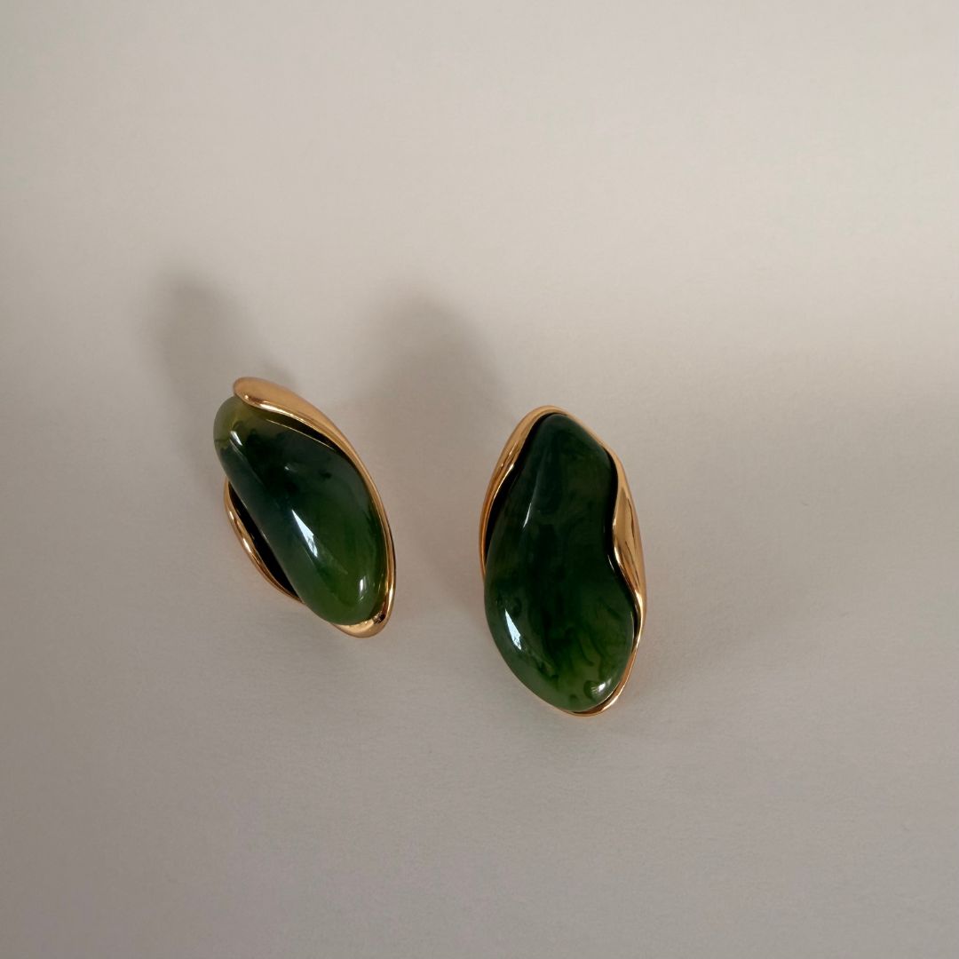 MARBLED STONE STUD EARRING