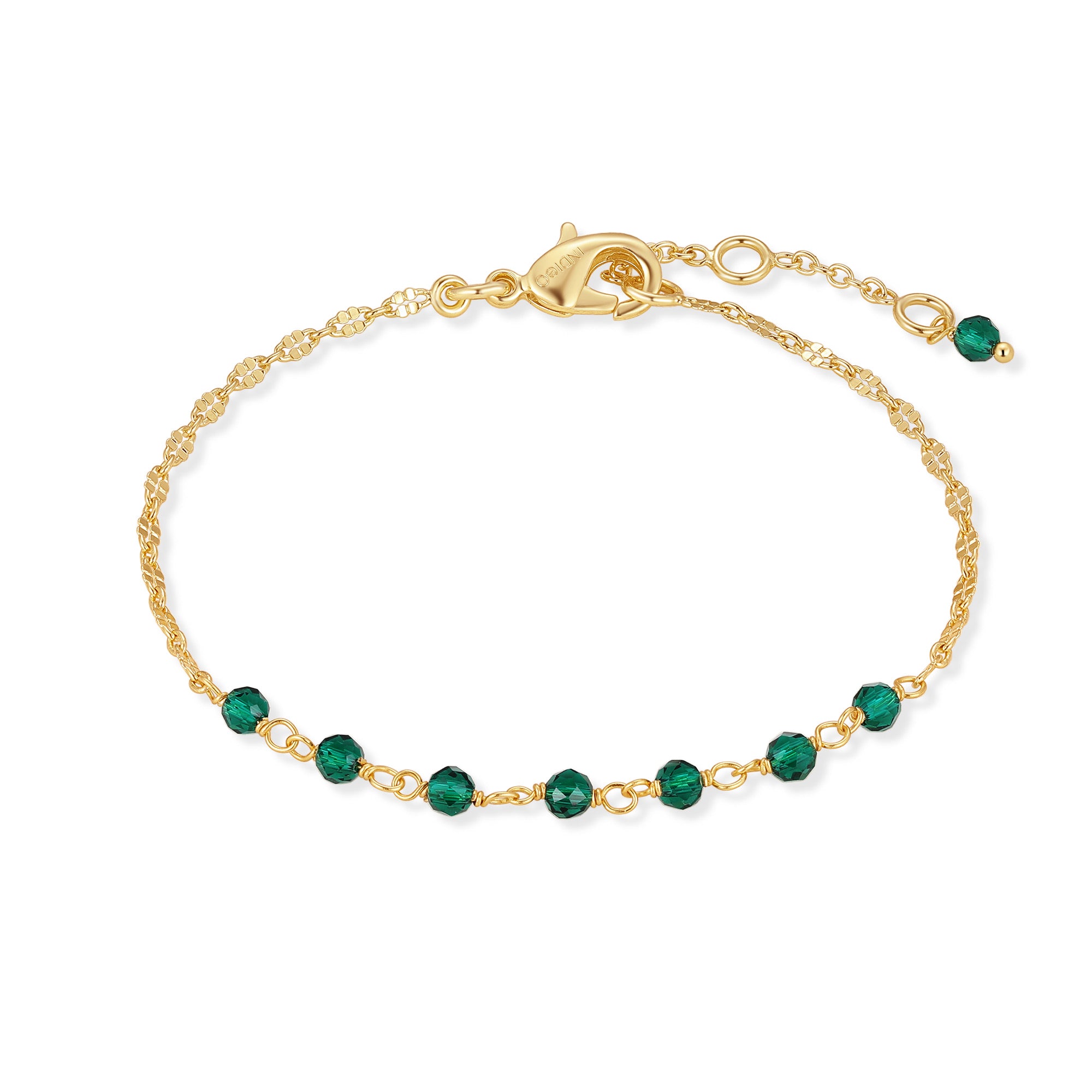 Gold bracelet with green tourmaline hydro beads