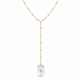 CZ LARIAT WITH CLEAR QUARTZ STONE PENDANT