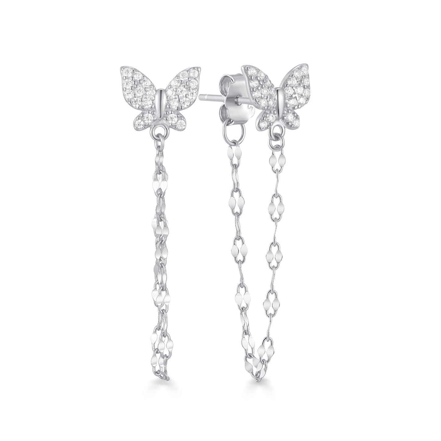 BUTTERFLY PAVE DANGLE STUD