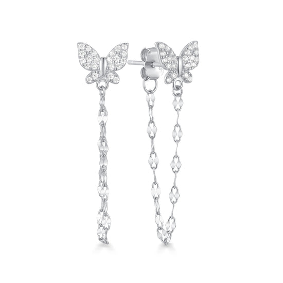 BUTTERFLY PAVE DANGLE STUD