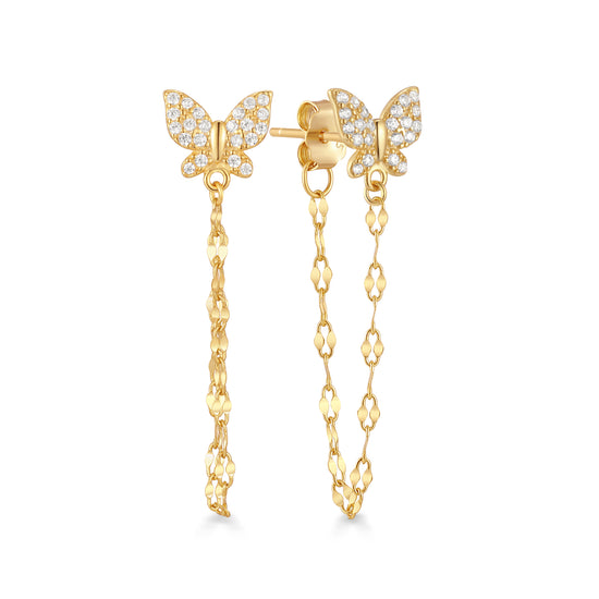BUTTERFLY PAVE DANGLE STUD