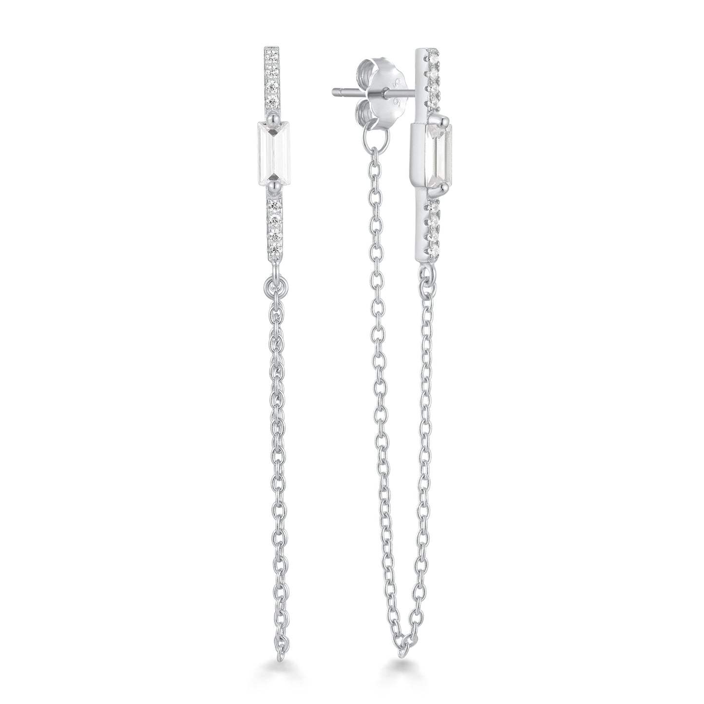BAGUETTE BAR DANGLE STUD