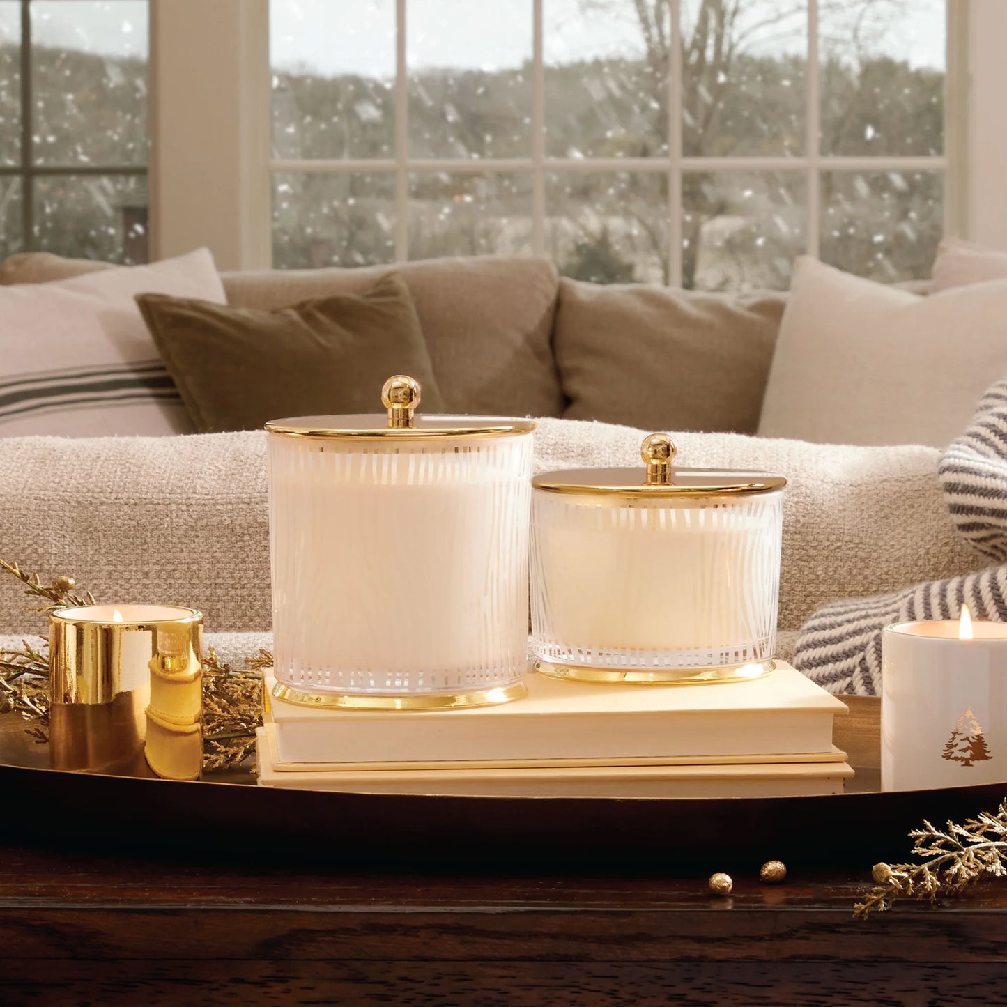 GILDED MEDIUM POURED CANDLE FROSTED WOOD FRAISER FIR