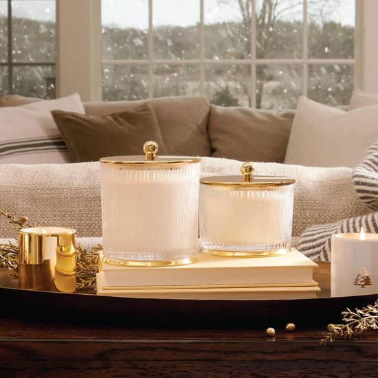 GILDED MEDIUM POURED CANDLE FROSTED WOOD FRAISER FIR