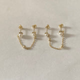 double pearl stud dangle earring