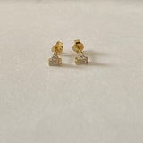 cz round stone/baguette stud