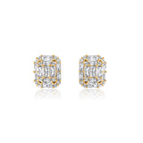 square cut baguette cz stud