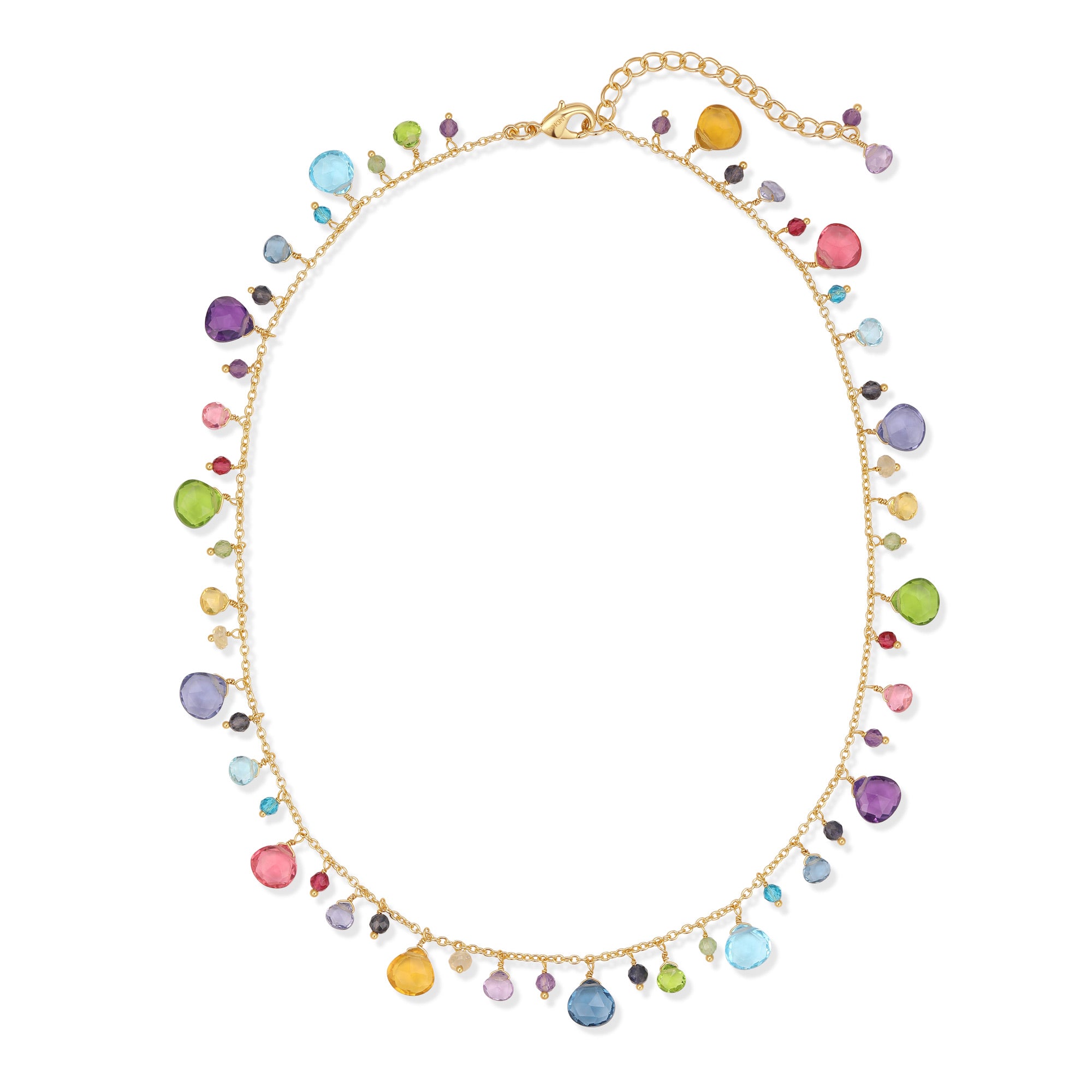 Necklace with multicolored beads on a white background Indigo jewelry iluvindigo
