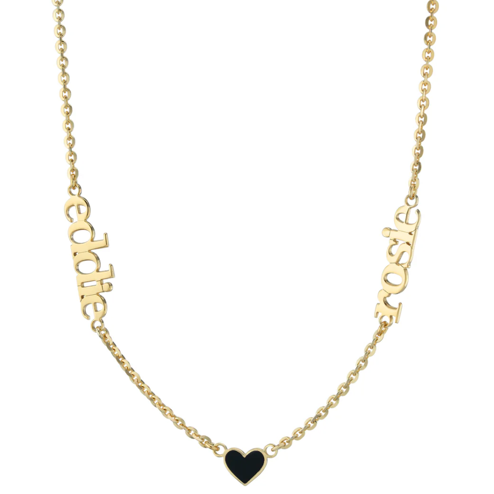 CUSTOM CHAIN TWO NAME COLORED HEART