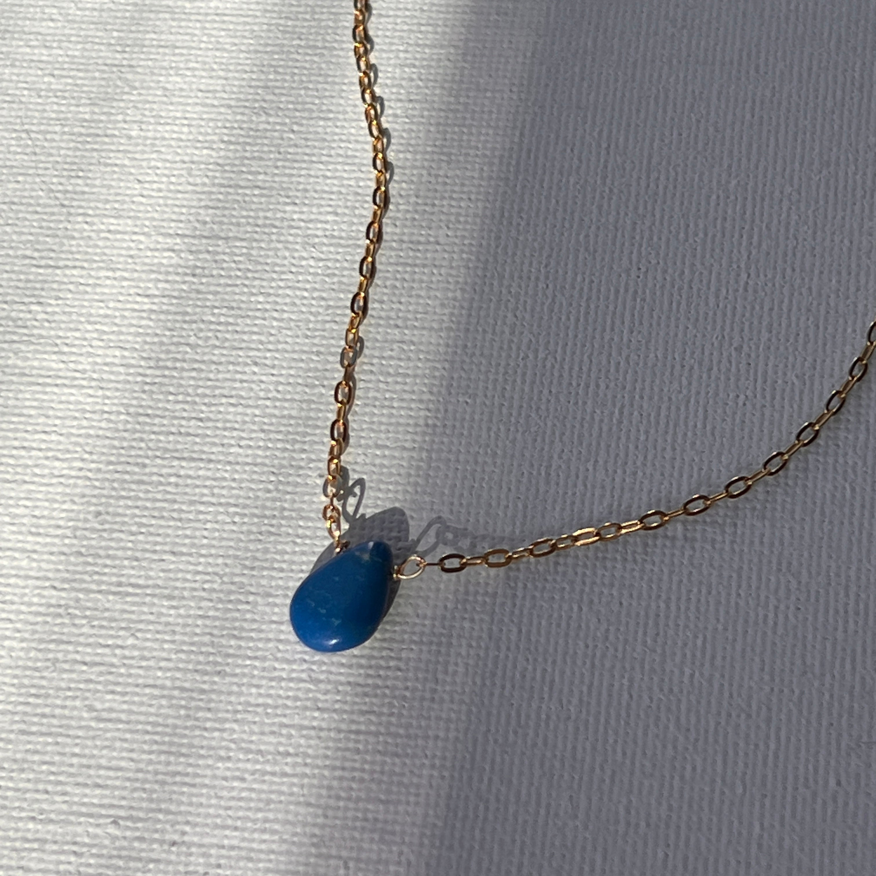 Ceruleite teardrop stone necklace
