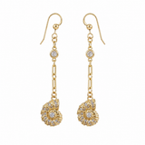 earring dangles with seashell charm and cz