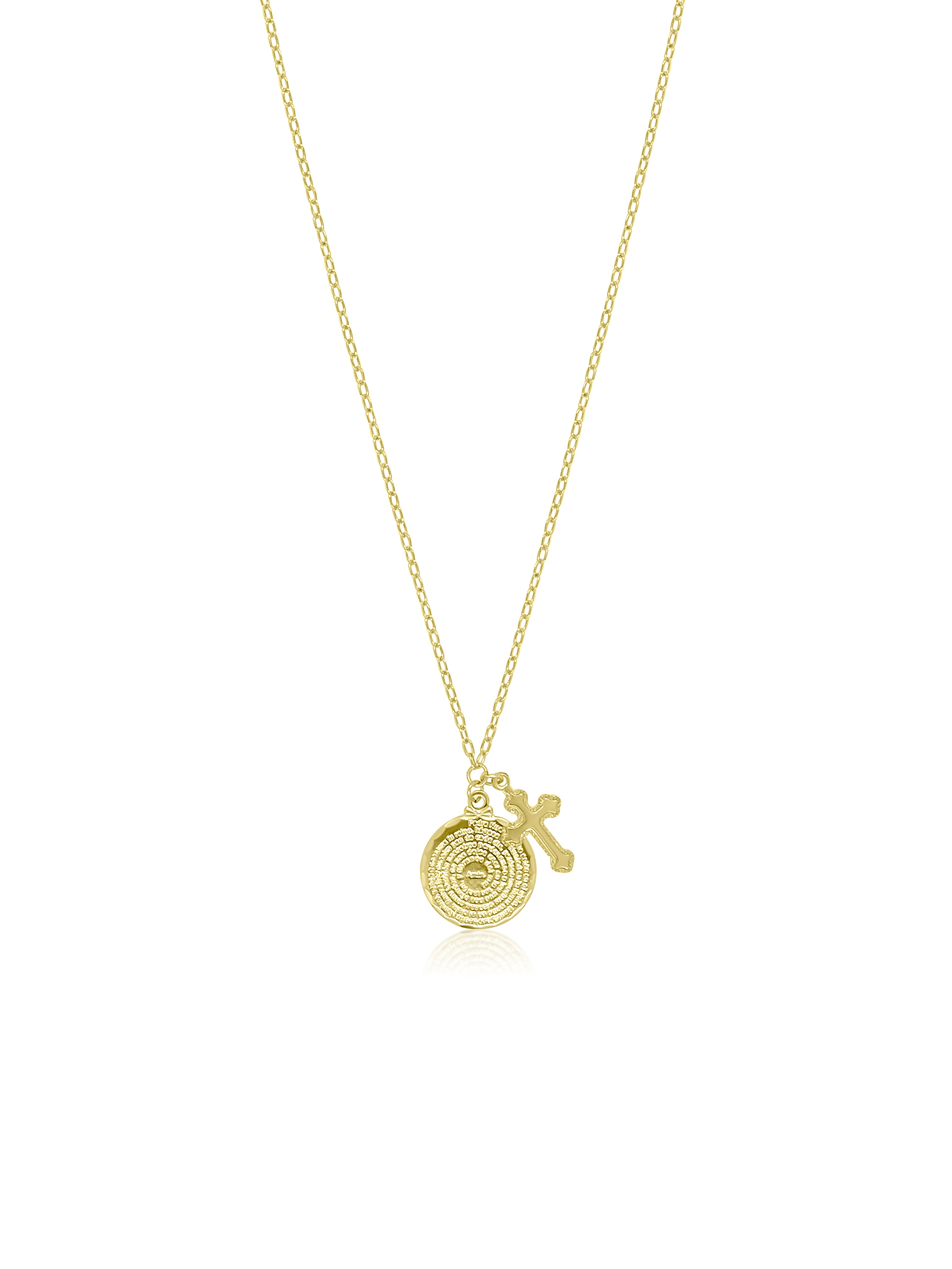 Necklace with a holy father pendant on a white background