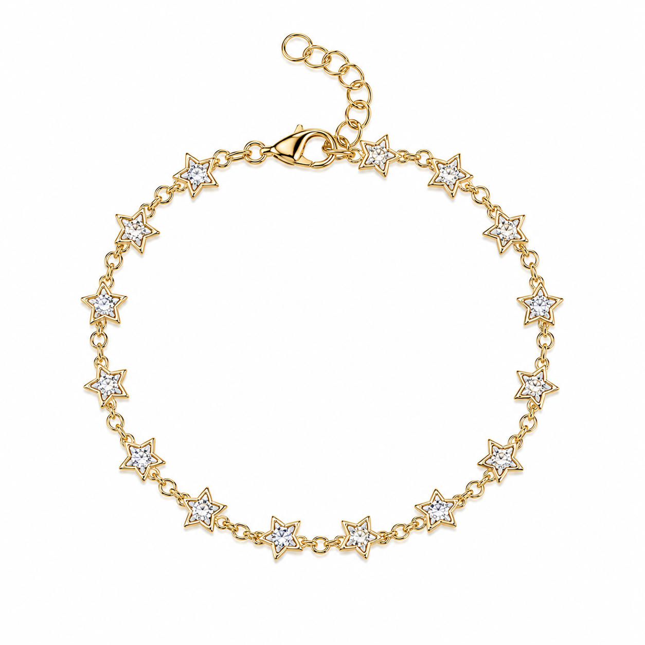 zirconia star shaped chain bracelet