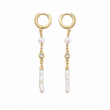 zirconia huggies with pearl dangles 