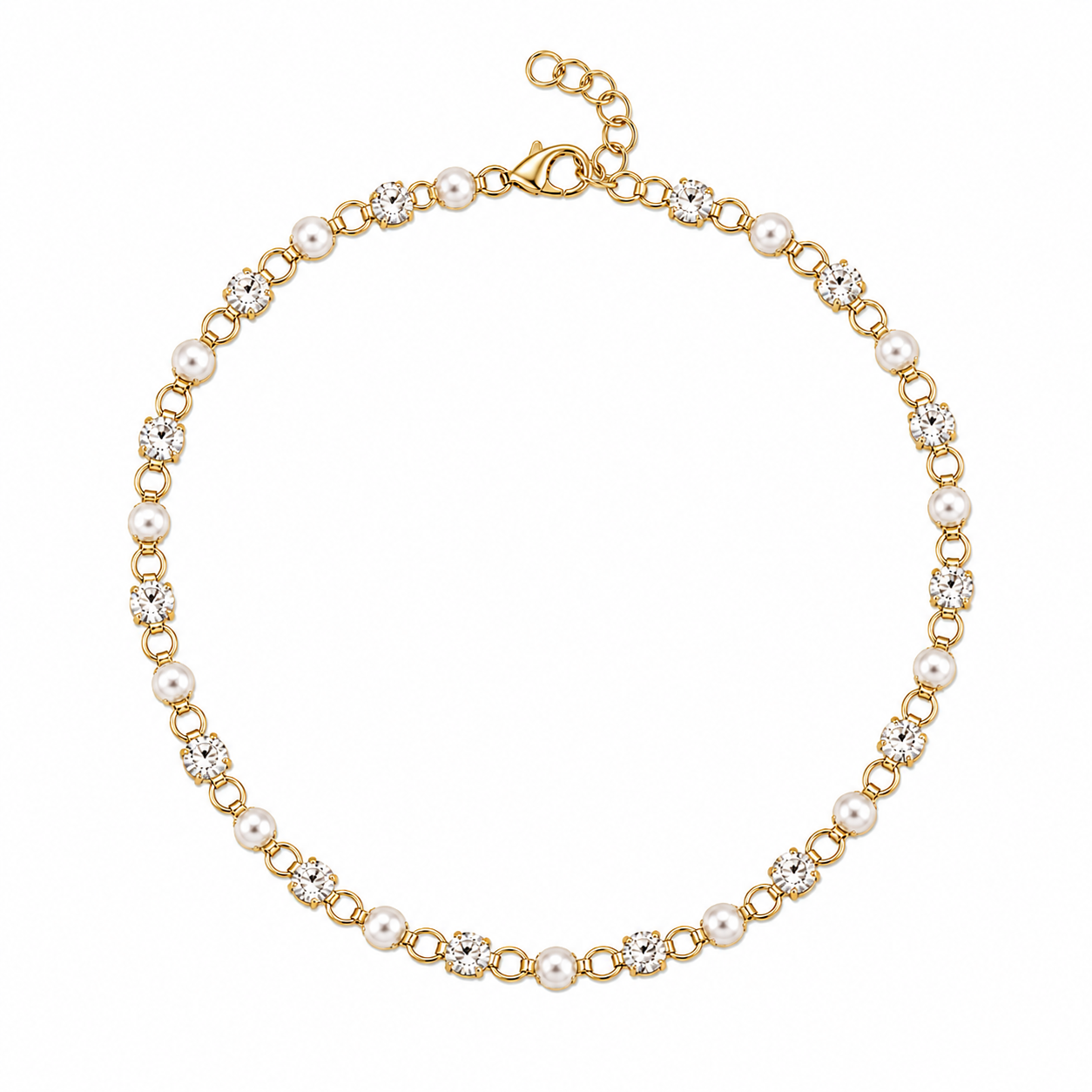 cz stone and pearl chain necklace