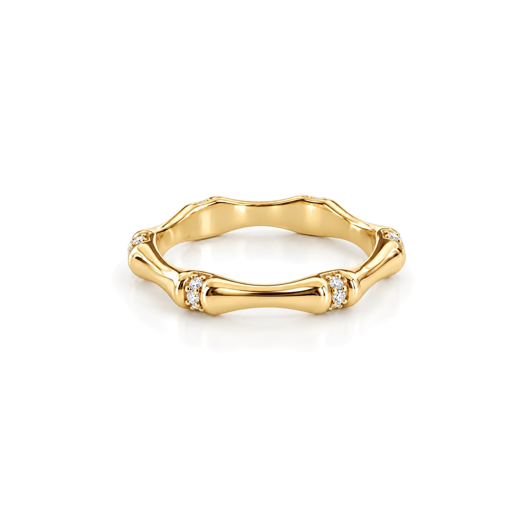 ADRA sculpted bamboo ring with crystal accents by ÍNDIGO
