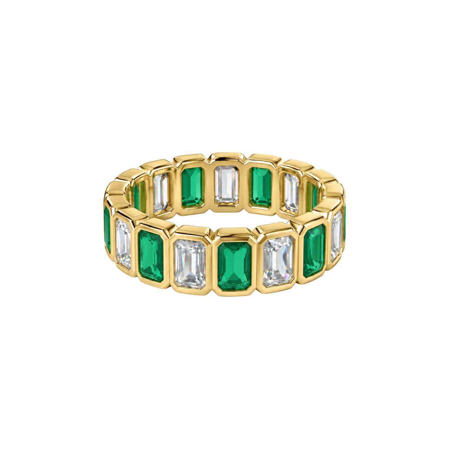 REINA alternating square stone band ring by ÍNDIGO
