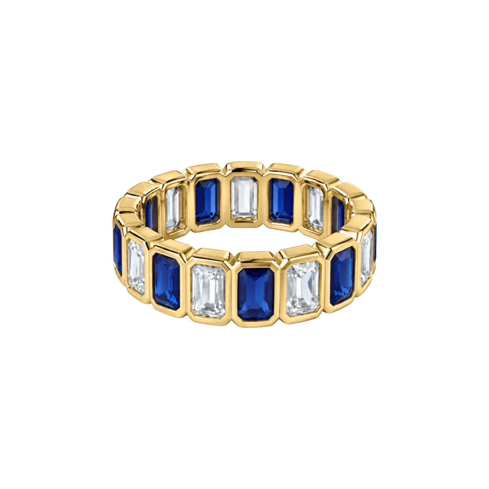 REINA alternating square stone band ring by ÍNDIGO
