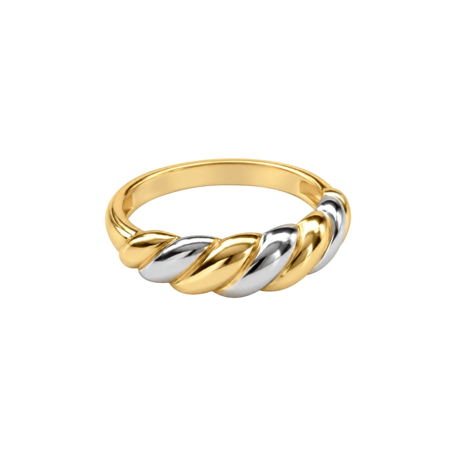 MAYA two-tone twisted ring in gold and silver