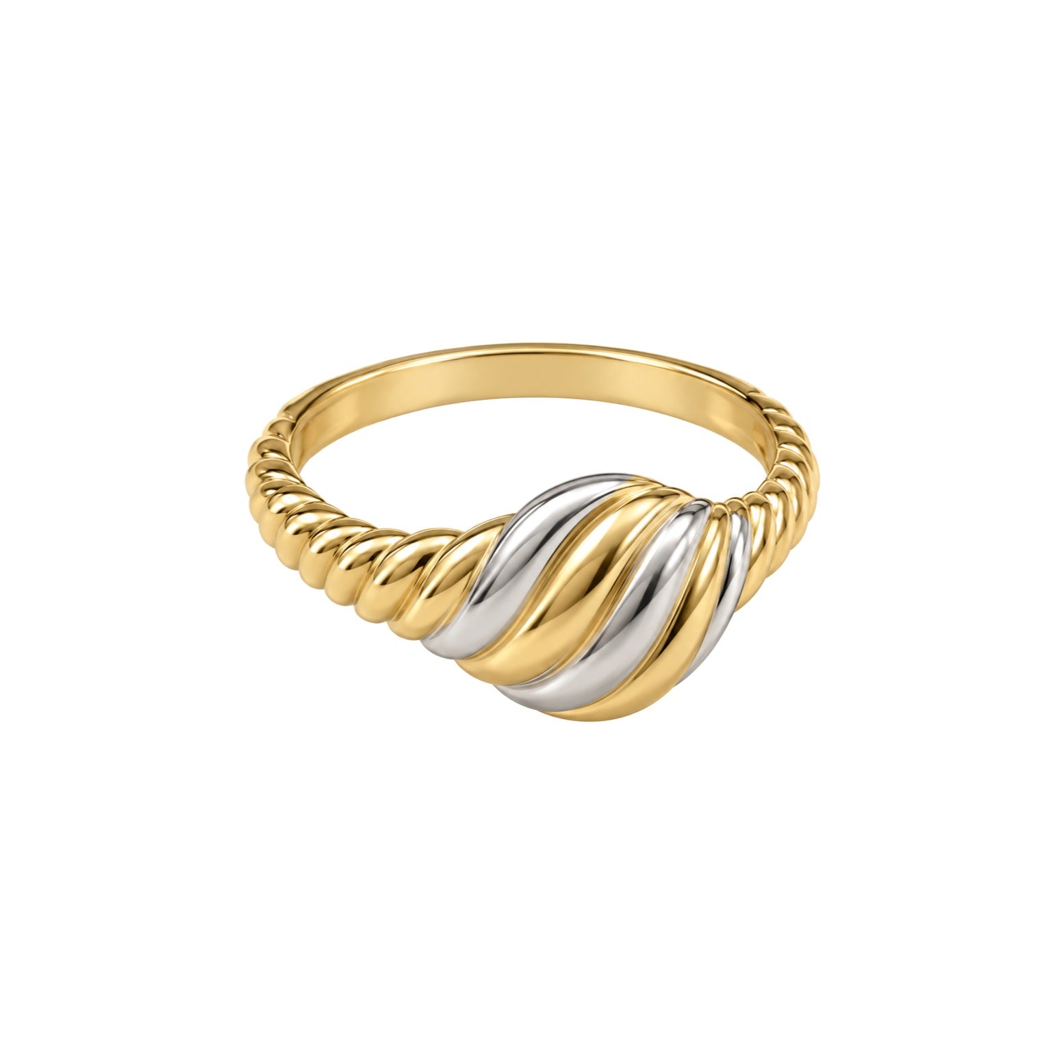 TAINA two-tone twisted signet ring by ÍNDIGO